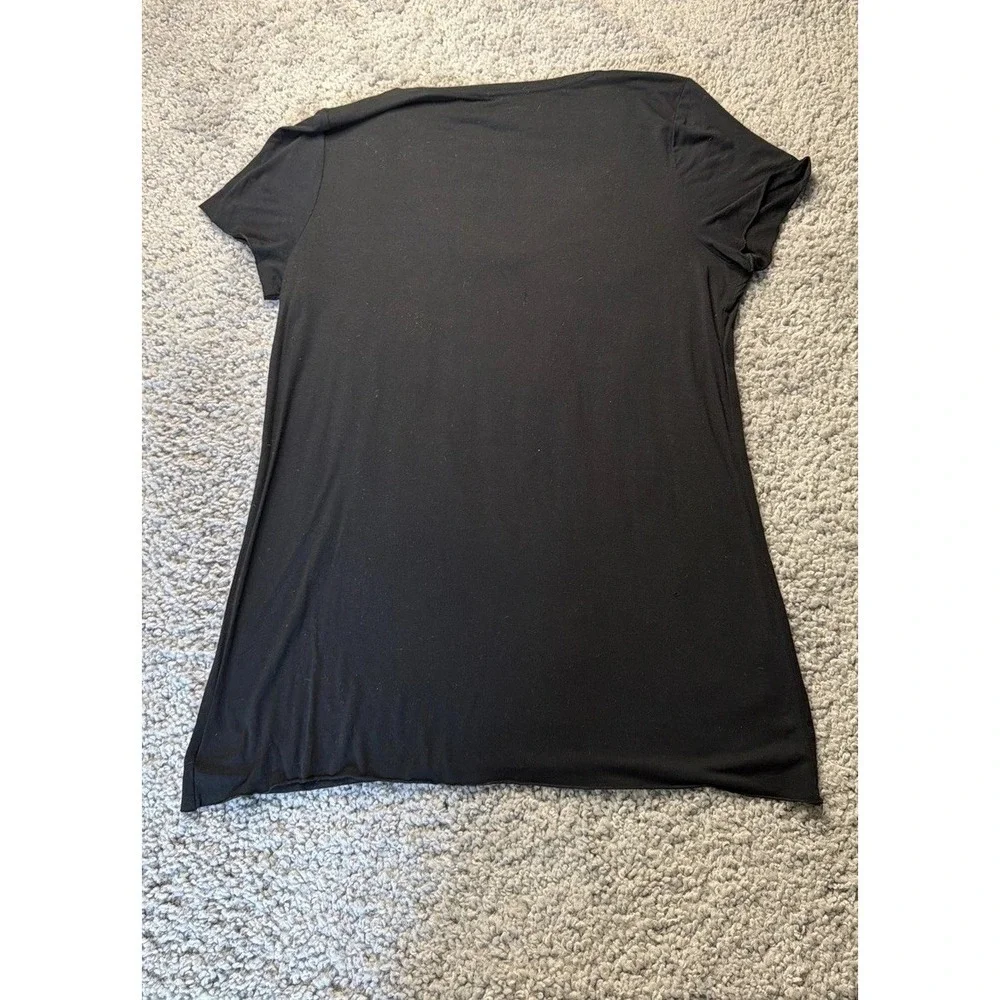 PINK Victoria's Secret  L Black V-Neck Short Sleeve Sleep Shirt Tee